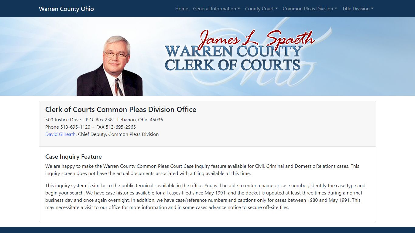 Clerk of Courts Common Pleas Division Office - Warren County, Ohio